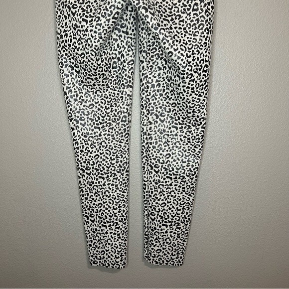 ZARA faux patent leather black & white leopard print pull on pants size XS - Picture 8 of 10